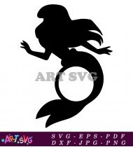 Ariel Mermaid Disney Princess Cartoon Character Silhouette SVG