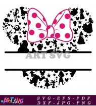 Minnie Mouse Bow And Stars Silhouette SVG