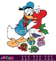 Christmas Disney Duck Stocking Vector Design SVG