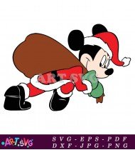 Christmas Mickey Mouse Carrying Gift Bag Vector SVG