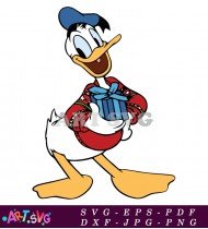 Donald Duck Carrying A Present Christmas SVG