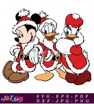 Cartoon Mickey Mouse And Donald Duck Christmas SVG