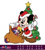 Mickey Mouse Santa Gift Bag Cartoon SVG 1