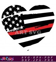 Thin Red Line American Flag Heart Clip Art SVG