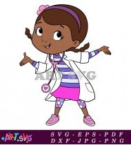 Doc McStuffins Cartoon Character With Lamb and Dragon SVG 2