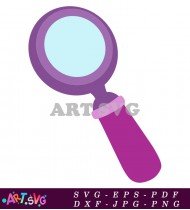 Cartoon Purple Magnifying Glass Clip Art SVG