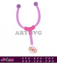 Medical Stethoscope With Pink Heart Symbol SVG