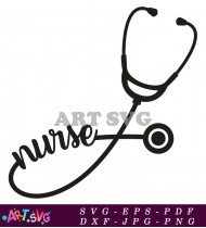 Nurse Word Art Design With Stethoscope SVG