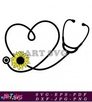 Sunflower Stethoscope Heartbeat Design Svg Cut File SVG