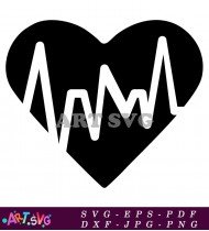 Heartbeat Black Heart Medical SVG Cut File