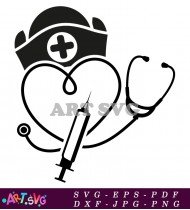 Stethoscope Heartbeat EKG Line Nurse Tattoo Design SVG 2