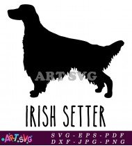 Irish Setter Dog Breed Silhouette Black White SVG