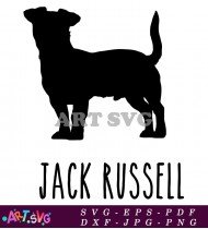 Jack Russel Dog Breed Silhouette Black White SVG