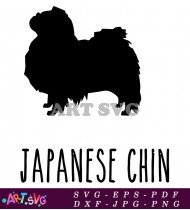 Japanese Chin Dog Breed Silhouette Black White SVG