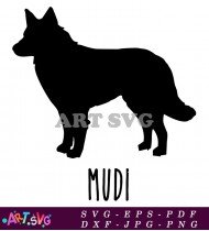 Mudi Dog Breed Silhouette Black White SVG