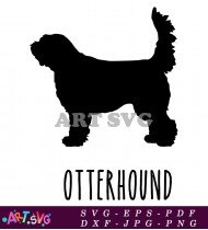 Otterhound Dog Breed Silhouette Black SVG