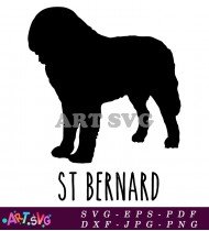 St Bernard Dog Breed Silhouette Graphic Design SVG