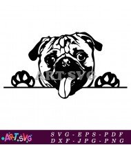 Pug Dog Breed Silhouette Clip Art SVG