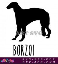 Borzoi Dog Breed Silhouette Clip Art SVG