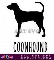 Coonhound Silhouette Dog Breed Black And White SVG