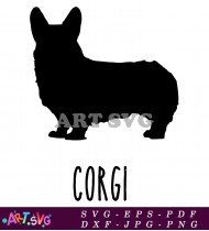 Corgi Silhouette Dog Breed Black And White SVG