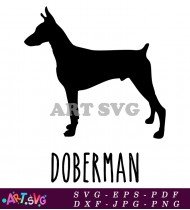 Doberman Silhouette Dog Breed Black And White SVG