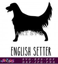 English Setter Dog Breed Silhouette Design SVG