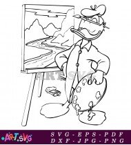 Donald Duck Artist Painting Picture Easel Coloring SVG