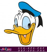 Donald Duck Smiling Cartoon Face Closeup Vector SVG