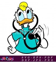 Donald Duck Cartoon Doctor Stethoscope Clipart SVG