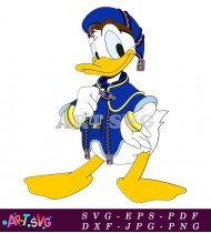 Cartoon Donald Duck Character Blue Jacket Zip SVG