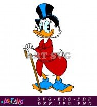 Donald Duck Cartoon Character Holding Walking Stick SVG