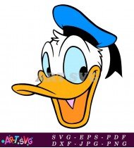 Donald Duck Cartoon Character Smiling Head Close Up SVG