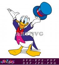 Cartoon Donald Duck Character Suit Purple Pink SVG