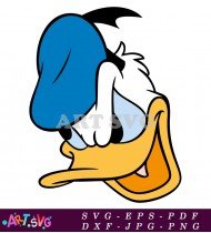 Cartoon Donald Duck Character Profile Head Close Up SVG