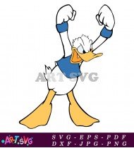 Cartoon Donald Duck Character Standing Raising Arm SVG