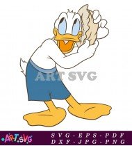 Cute Cartoon Donald Duck Holding A Shell SVG