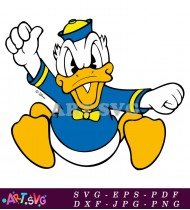 Cartoon Donald Duck With A Yellow Bowtie SVG