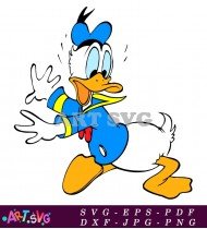 Cartoon Donald Duck With Eyes Closed And Bow SVG