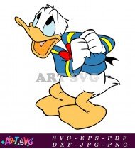 Cartoon Donald Duck Wearing A Blue Shirt And Hat SVG