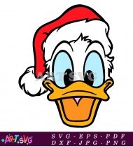 Donald Duck Christmas Hat Cartoon Character SVG