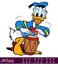 Donald Duck Cartoon Character Playing Drum SVG