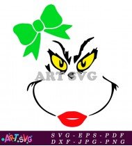 Grinch Face Green Eyes And Red Lips SVG