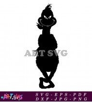 Grinch Black Silhouette Cartoon Character White SVG