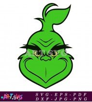 Grinch Cartoon Green Character Grin Face SVG