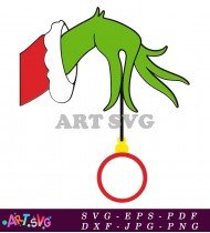 Grinch Cartoon Character Green Hand Red Ornament SVG 3