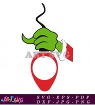 Grinch Cartoon Character Green Hand Red Ornament SVG 4