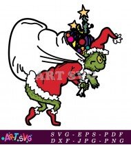 Grinch Christmas Decoration Design Flying SVG