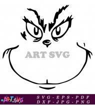 Grinch Face Outline SVG Cut File