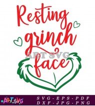 Grinch Christmas Decor Resting Grinch Face SVG